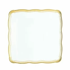 Cheap π Posh Setting 12 X 12 Inch Square White and Gold Rim Plastic Serving Tray 6 Pack π