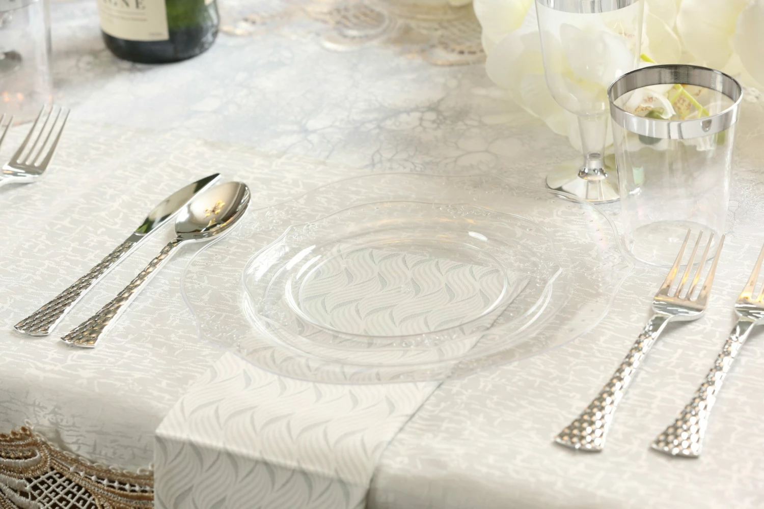 Flash Sale π Posh Setting 100 Piece Clear Round Plastic Dinnerware and Silverware value set (20 Servings) - Antique π 4 Flash Sale π Posh Setting 100 Piece Clear Round Plastic Dinnerware and Silverware value set (20 Servings) - Antique π - Image 2