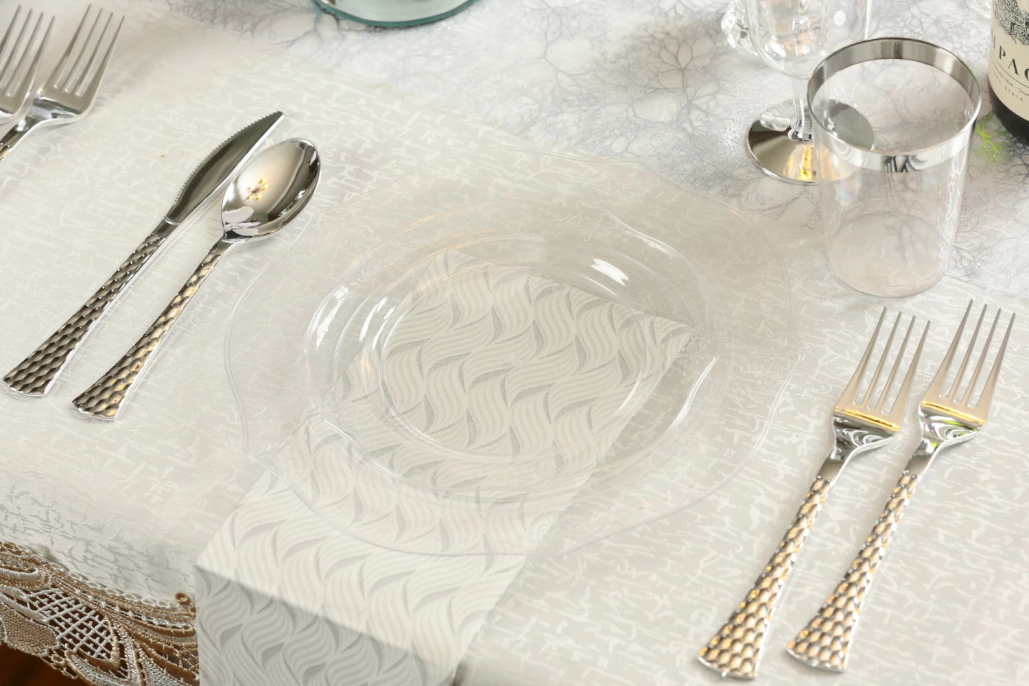 Buy β Posh Setting White or Clear Round Plastic Wedding Value Set (120 Servings) - Antique π 4 Buy β Posh Setting White or Clear Round Plastic Wedding Value Set (120 Servings) - Antique π - Image 2