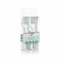 Wholesale 🔥 Posh Setting 4.5 Inch Mini Plastic Silver Tasting Fork 72 Count ⭐