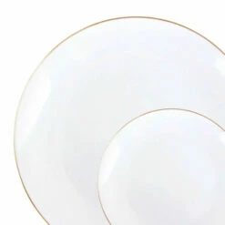 New 🔥 Posh Setting 32 Pack White and Gold Round Plastic Dinnerware Set (16 Guests) - Organic ⭐