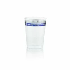 Coupon 🎉 Posh Setting 10 oz. Clear Blue Silver Rim Plastic Cups 20 Pack - Royal 🔥