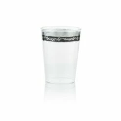 Flash Sale 🔔 Posh Setting 10 oz. Clear Black Silver Rim Plastic Cups 20 Pack - Royal ✔️