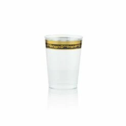 Brand new π Posh Setting 10 oz. Clear Black Gold Rim Plastic Cups 20 Pack - Royal π