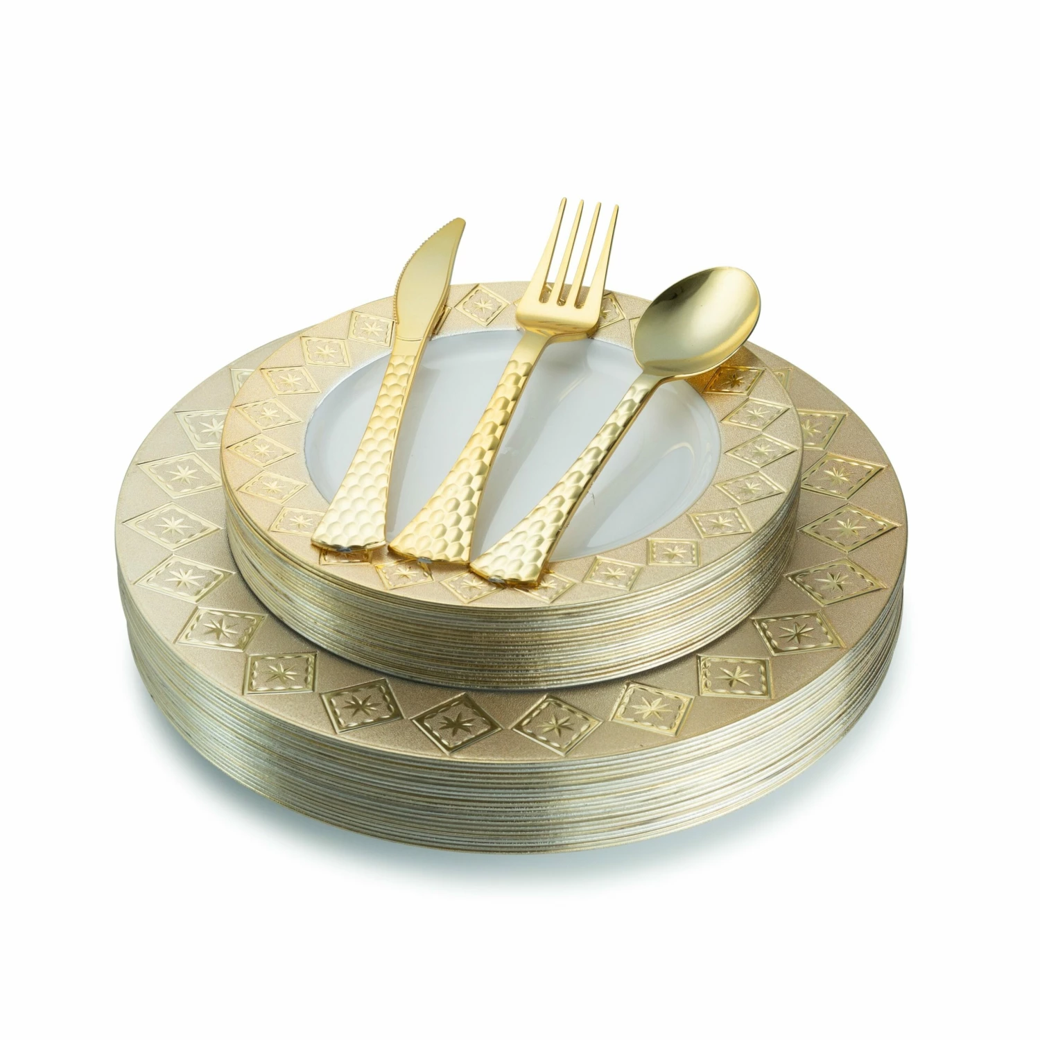 Coupon π Posh Setting 100 Piece White and Gold Round Plastic Dinnerware and Silverware Value Set (20 Servings) - Imperial π 3 Coupon π Posh Setting 100 Piece White and Gold Round Plastic Dinnerware and Silverware Value Set (20 Servings) - Imperial π