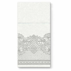 Hot Sale 🎁 Posh Setting Royal Lace Airlaid Silver Pocket Napkin 1/8 Fold - 25 pack ⭐