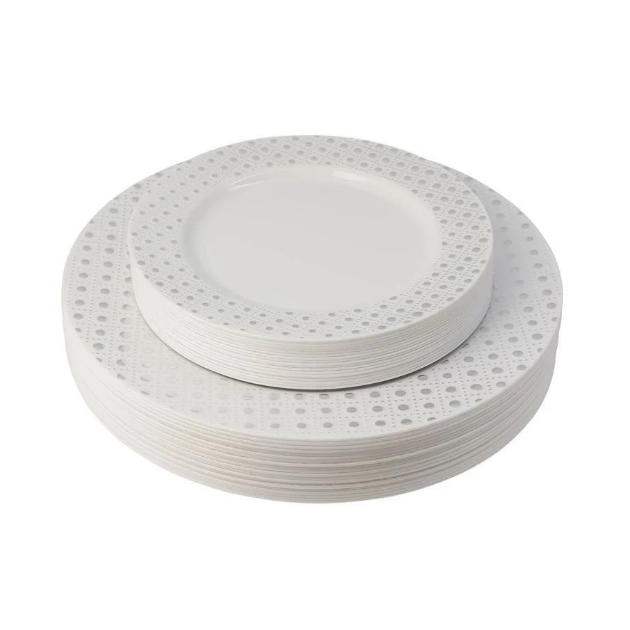 Outlet π Posh Setting 40 Piece Combo Pack White and Silver Round Plastic Dinnerware Value Set (20 Servings) - Sphere π€© 3 Outlet π Posh Setting 40 Piece Combo Pack White and Silver Round Plastic Dinnerware Value Set (20 Servings) - Sphere π€©