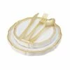 Best Pirce 🌟 Posh Setting 100 Piece White and Gold Round Plastic Dinnerware and Silverware Value Set (20 Servings) - Aristocrat ✔️
