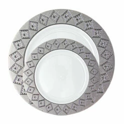 Budget π Posh Setting 40 Piece White and Silver Round Plastic Dinnerware Value Set (20 Servings) - Imperial π 7 Budget π Posh Setting 40 Piece White and Silver Round Plastic Dinnerware Value Set (20 Servings) - Imperial π -Cheap poshsetting Store Silver.2