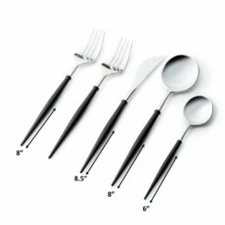 Brand new 🛒 Posh Setting Noble Collection Silver And Black Flatware Set 40 Count-Setting for 8 ⌛ -Cheap poshsetting Store SilverBlack