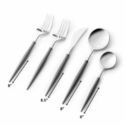 Discount 👍 Posh Setting Noble Collection Silver And Gray Flatware Set 40 Count-Setting for 8 🔥 -Cheap poshsetting Store SilverGrey