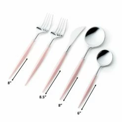 Hot Sale 👏 Posh Setting Noble Collection Silver And Blush Flatware Set 40 Count-Setting for 8 🥰 -Cheap poshsetting Store SilverPInk