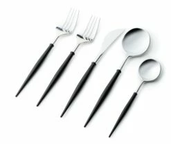 Brand new π Posh Setting Noble Collection Silver And Black Flatware Set 40 Count-Setting for 8 β