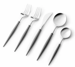 Discount 👍 Posh Setting Noble Collection Silver And Gray Flatware Set 40 Count-Setting for 8 🔥