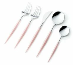 Hot Sale 👏 Posh Setting Noble Collection Silver And Blush Flatware Set 40 Count-Setting for 8 🥰