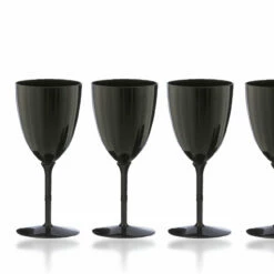 Budget 👏 Posh Setting 7 Oz 1-Piece Black Plastic Disposable Wine Goblet - 8 Pack 🎉 -Cheap poshsetting Store StemmedBlackBig