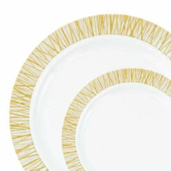 Best reviews of π Posh Setting 40 count Combo Pack White and Gold Round Plastic Dinnerware set (20 Guests) - Twig π