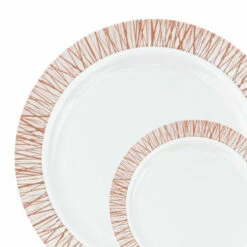 Best Sale 𧨠Posh Setting 40 count Combo Pack White and Rose Gold Round Plastic Dinnerware set (20 Guests) - Twig π―