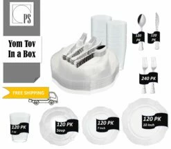 Buy β Posh Setting White or Clear Round Plastic Wedding Value Set (120 Servings) - Antique π