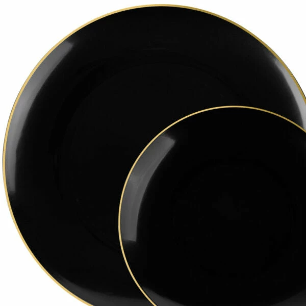 Discount ✨ Posh Setting 32 Pack Black and Gold Round Plastic Dinnerware Set (16 Guests) - Organic 🥰 3 Discount ✨ Posh Setting 32 Pack Black and Gold Round Plastic Dinnerware Set (16 Guests) - Organic 🥰