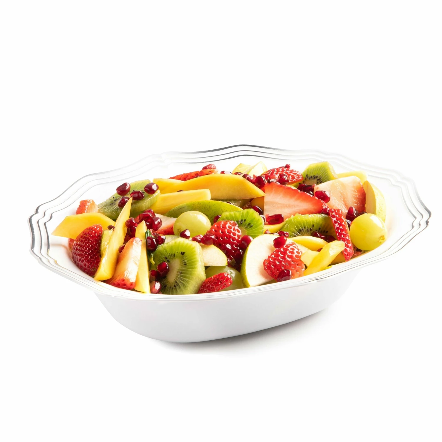 Discount ❤️ Posh Setting White and Silver Oval Plastic Serving Bowls 2 Pack - Aristocrat 🤩 4 Discount ❤️ Posh Setting White and Silver Oval Plastic Serving Bowls 2 Pack - Aristocrat 🤩 - Image 2