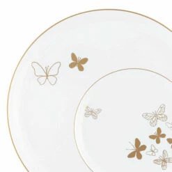Cheapest 🥰 Posh Setting 20 Pack White and Gold Round Plastic Dinnerware Set (10 Guests) - Butterfly 😀
