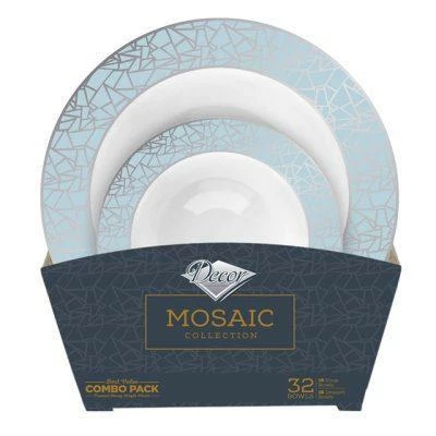 Cheapest π― Posh Setting 32 Piece Combo Pack Blue and Silver Round Plastic Bowls Value Set (16 Servings) - Mosaic β 3 Cheapest π― Posh Setting 32 Piece Combo Pack Blue and Silver Round Plastic Bowls Value Set (16 Servings) - Mosaic β