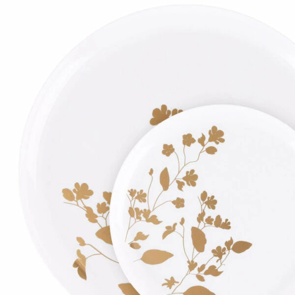 Hot Sale π Posh Setting 20 Pack White and Gold Round Plastic Dinnerware Set (10 Guests) - Garden π 3 Hot Sale π Posh Setting 20 Pack White and Gold Round Plastic Dinnerware Set (10 Guests) - Garden π