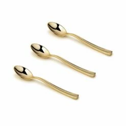Brand new ✔️ Posh Setting 4 Inch Mini Spoons Gold Plastic Tasting Spoon-72 Count 🎉