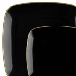 Cheapest 👏 Posh Setting 32 Pack Black and Gold Square Plastic Dinnerware Set (16 Guests) - Organic 🌟