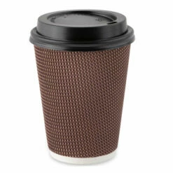 Coupon π Posh Setting Insulated Ripple Brown Paper Coffee Cups with Lids π