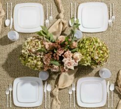 Best Sale 🤩 Posh Setting 32 Pack White and Gold Square Plastic Dinnerware Set (16 Guests) - Classic Square ⭐ -Cheap poshsetting Store rsz dsc 8422 edit