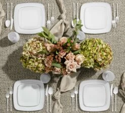 Best Sale 🎉 Posh Setting 32 Pack White and Silver Square Plastic Dinnerware Set (16 Guests) - Classic Square 🔔 -Cheap poshsetting Store rsz dsc 8422 edit copy