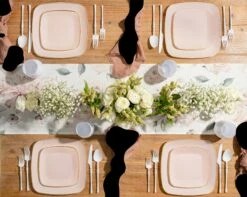 Budget 😀 Posh Setting 32 Pack Pink and Gold Square Plastic Dinnerware Set (16 Guests) - Classic Square 🛒 -Cheap poshsetting Store rsz dsc 8612 edit edit edit