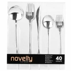 Promo ⭐ Posh Setting Novelty Collection Silver Flatware Set 40 Count-Setting for 8 🔔 -Cheap poshsetting Store silvernovelty4
