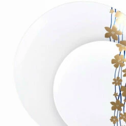 Flash Sale 👏 Posh Setting 32 Pack Blue/Gold Round Plastic Dinnerware Set (16 Guests) - Vine 🧨